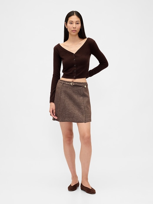 plissierter mini-skort aus wollmischung