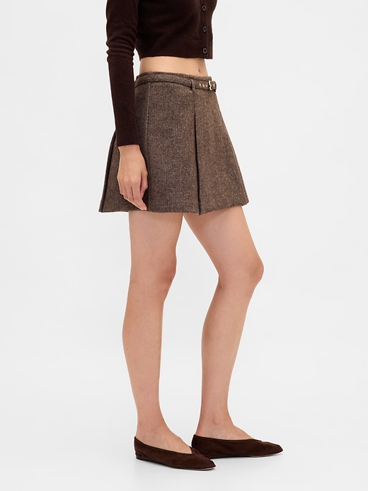 plissierter mini-skort aus wollmischung