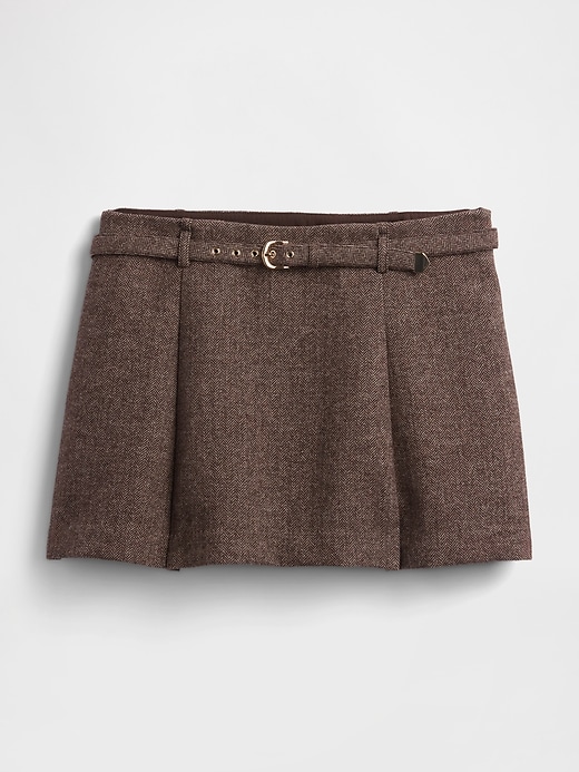 plissierter mini-skort aus wollmischung