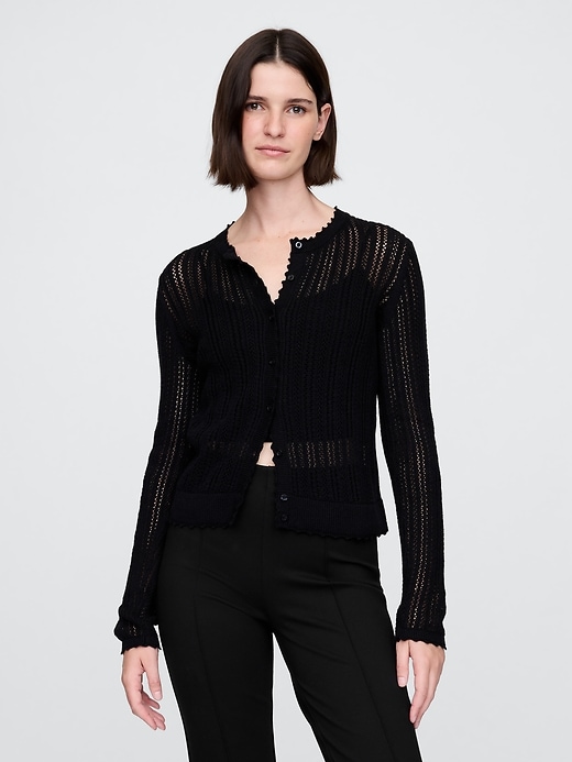 cardigan aus leinenmischung mit lochmuster