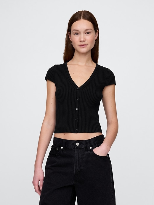 kurzer rippstrick-cardigan