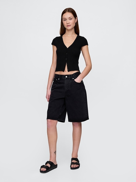 kurzer rippstrick-cardigan
