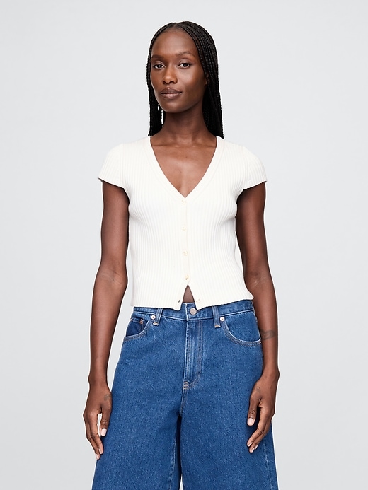 kurzer rippstrick-cardigan