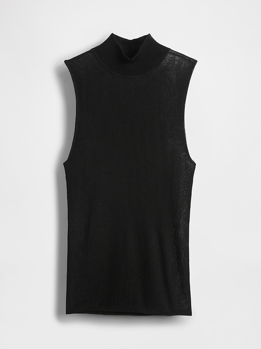transparentes rippstrick-tanktop mit stehkragen