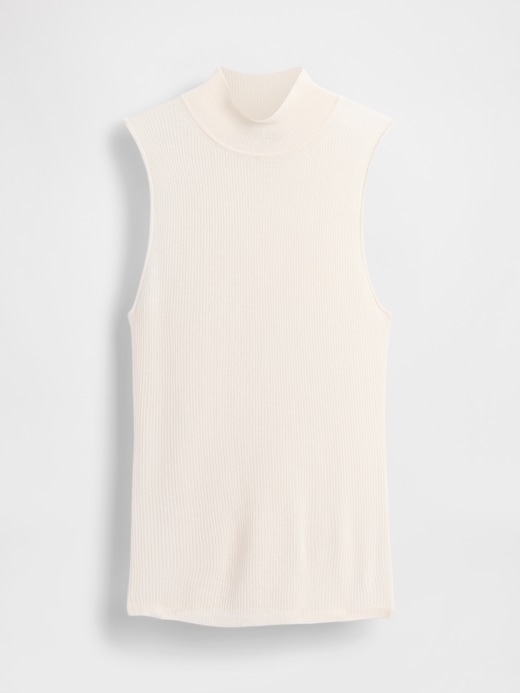 transparentes rippstrick-tanktop mit stehkragen