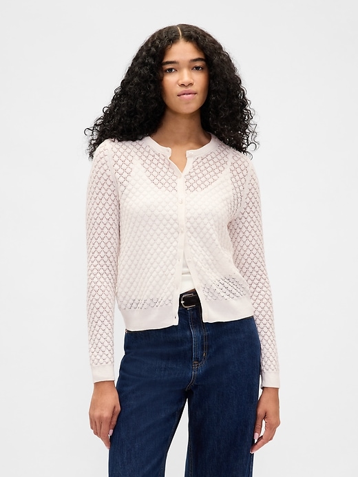 cashsoft stretch-pointelle-strickjacke