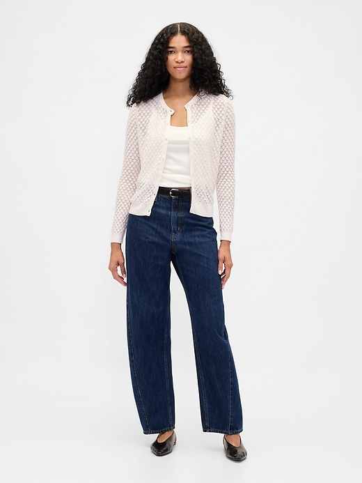 cashsoft stretch-pointelle-strickjacke