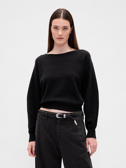 cashsoft stretch-pullover mit laternenärmeln