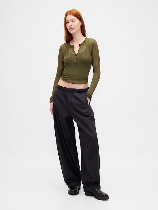 transparenter rippstrick-henley-pullover