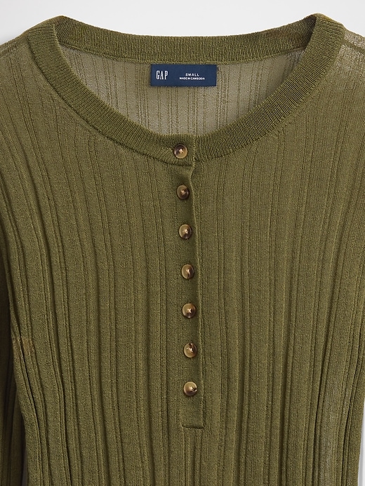 transparenter rippstrick-henley-pullover