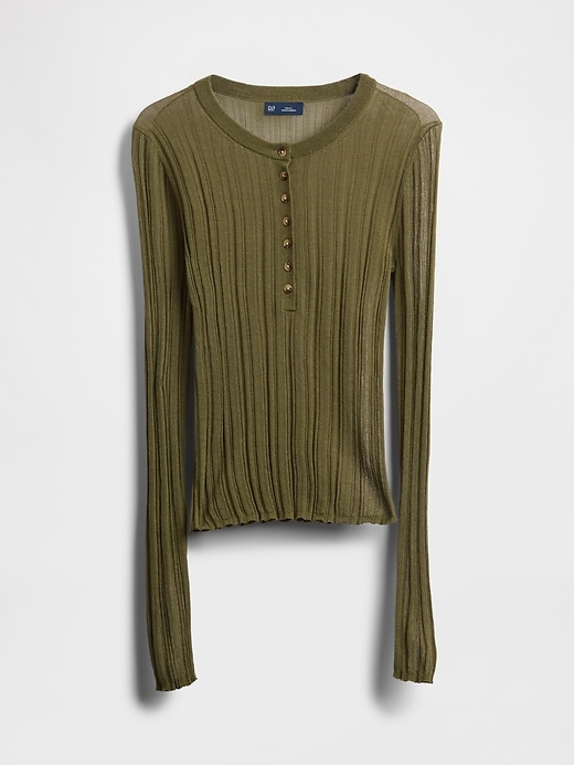 transparenter rippstrick-henley-pullover