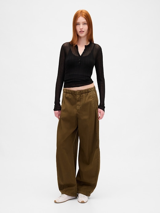 transparenter rippstrick-henley-pullover