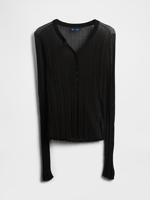 transparenter rippstrick-henley-pullover