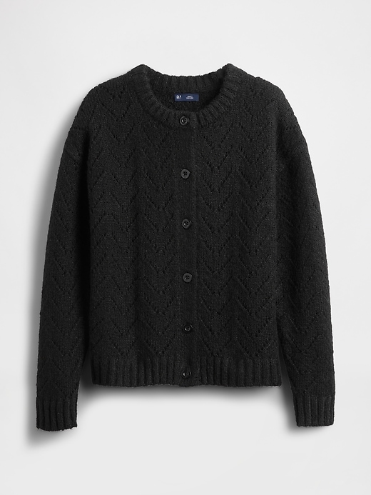 flauschiger cardigan mit lochmuster
