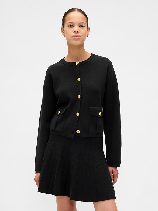 cardigan mit tasche aus baumwollmischgewebe