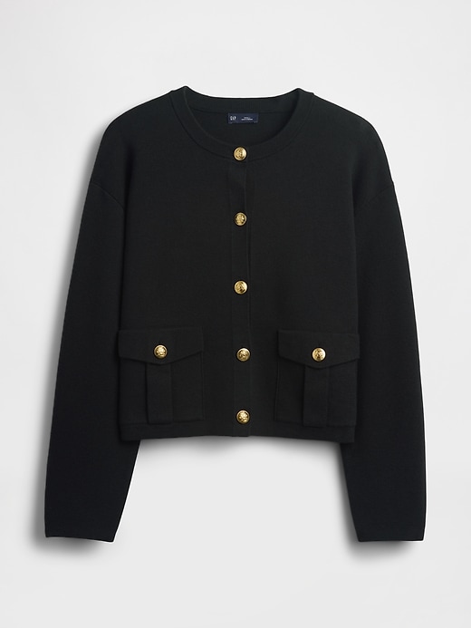 cardigan mit tasche aus baumwollmischgewebe