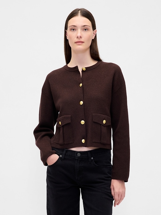 cardigan mit tasche aus baumwollmischgewebe