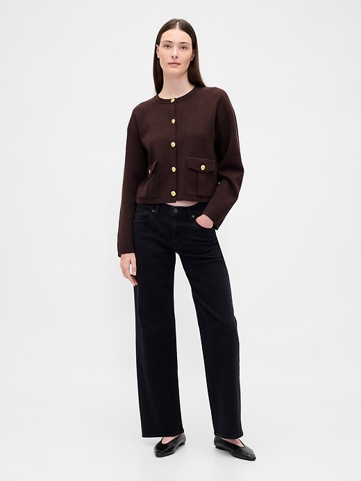 cardigan mit tasche aus baumwollmischgewebe