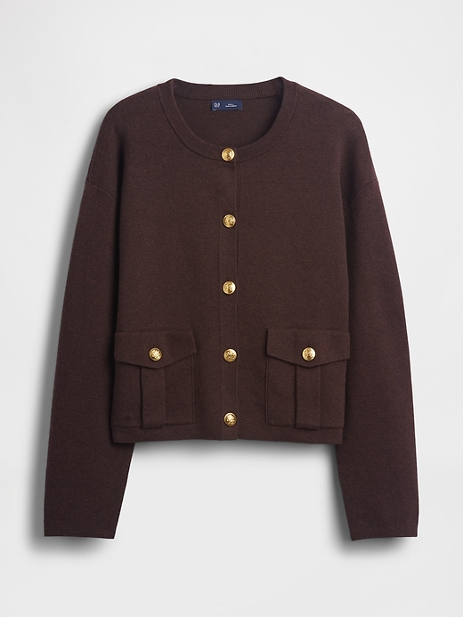 cardigan mit tasche aus baumwollmischgewebe