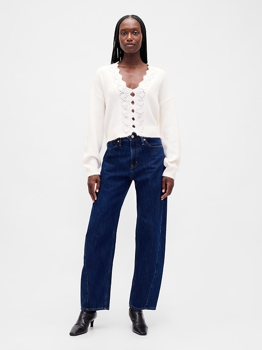flauschiger punktierter gewellter crop-cardigan
