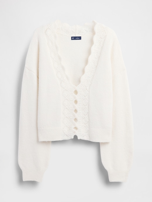 flauschiger punktierter gewellter crop-cardigan