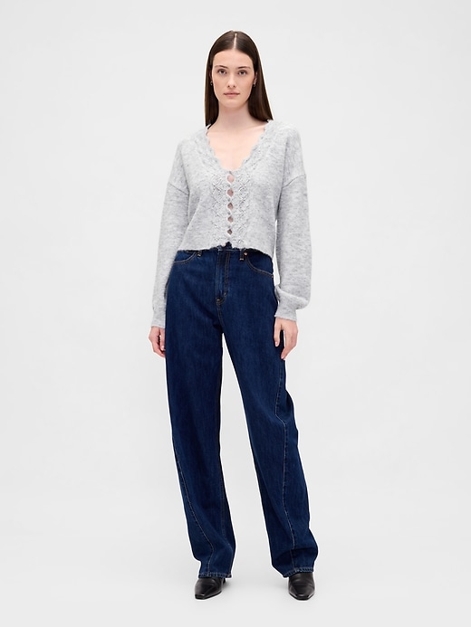 flauschiger punktierter gewellter crop-cardigan