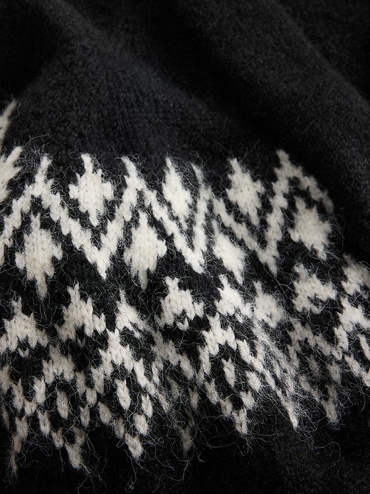 wollmischung fair isle schal-strickjacke