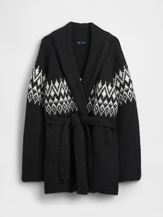 wollmischung fair isle schal-strickjacke
