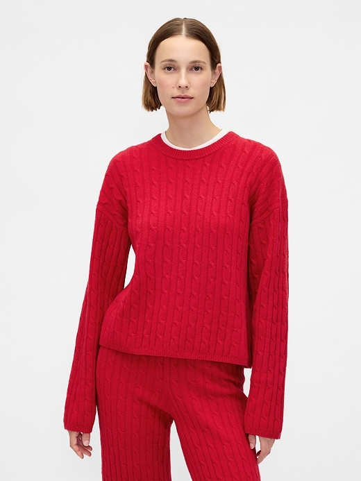 cashsoft zopfstrickpullover mit rundhalsausschnitt