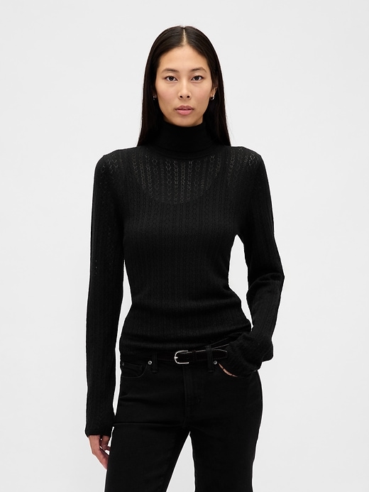pointelle rollkragenpullover