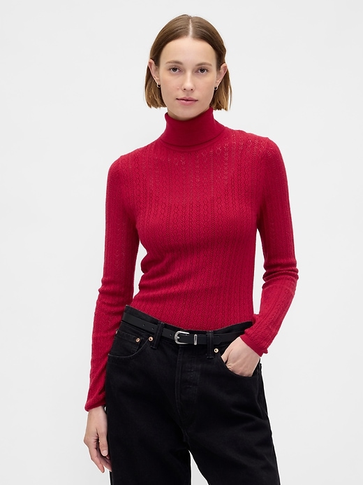 pointelle rollkragenpullover