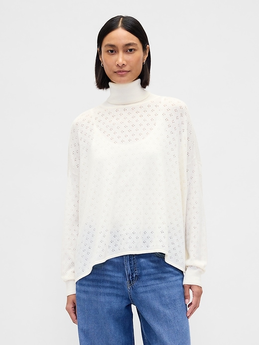 oversized pointelle rollkragenpullover