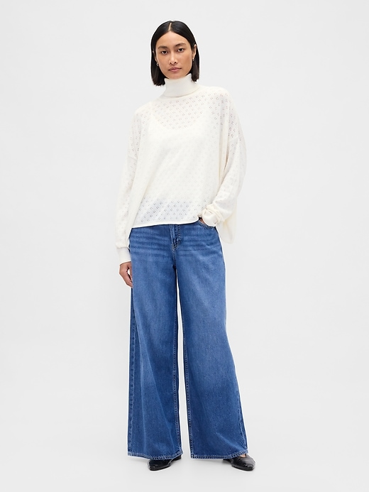 oversized pointelle rollkragenpullover
