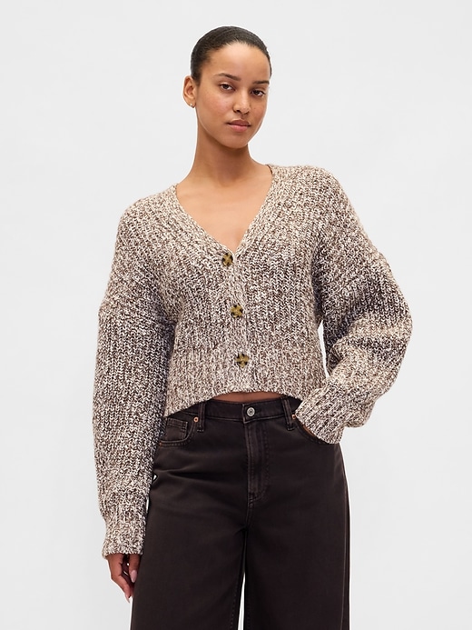 kurzer cardigan aus baumwollmischgewebe