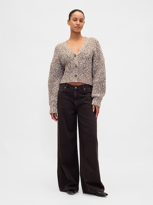 kurzer cardigan aus baumwollmischgewebe