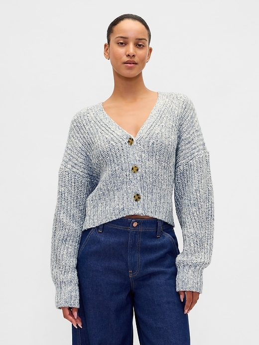 kurzer cardigan aus baumwollmischgewebe
