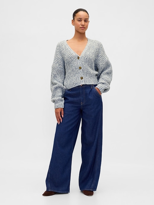 kurzer cardigan aus baumwollmischgewebe