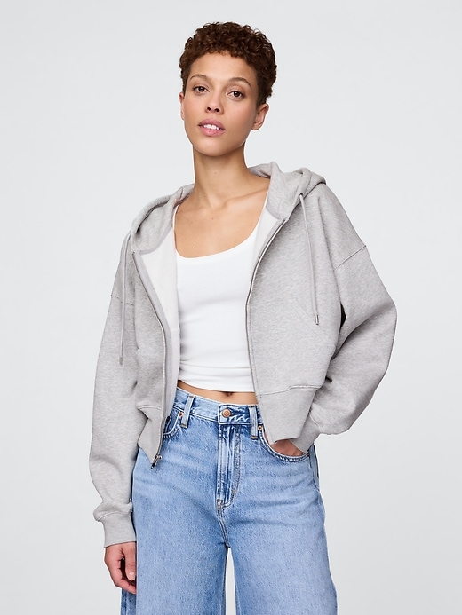 vintagesoft keil-hoodie mit durchgehendem reißverschluss