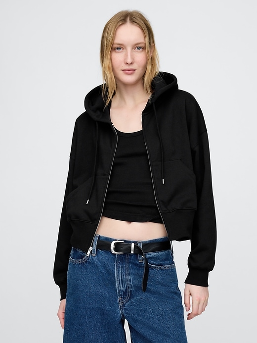 vintagesoft keil-hoodie mit durchgehendem reißverschluss