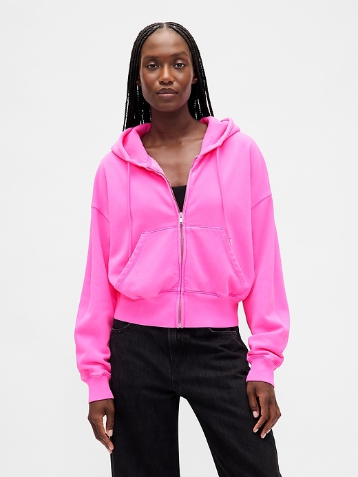 vintagesoft keil-hoodie mit durchgehendem reißverschluss