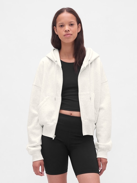 vintagesoft keil-hoodie mit durchgehendem reißverschluss
