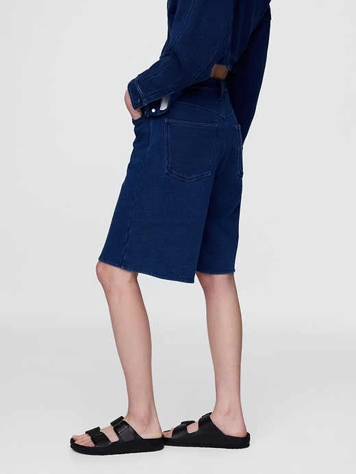 11 mid rise french terry denim longline shorts