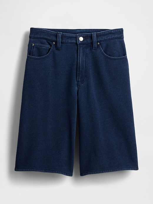 11 mid rise french terry denim longline shorts
