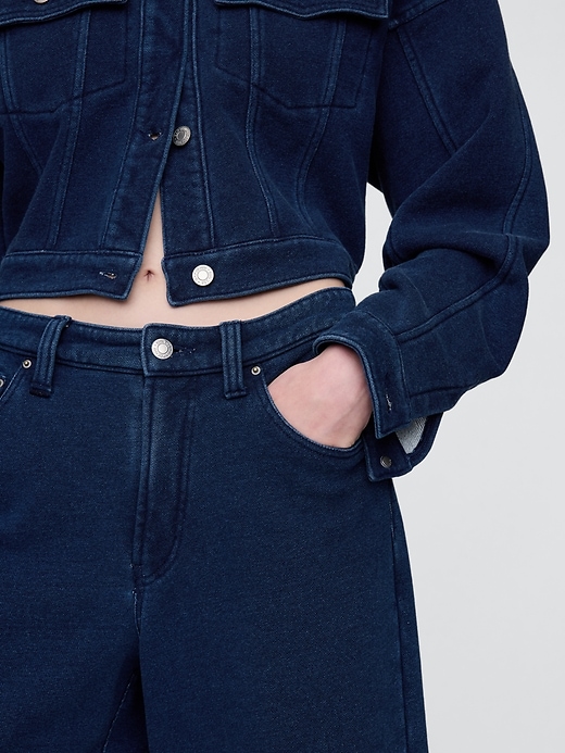 11 mid rise french terry denim longline shorts