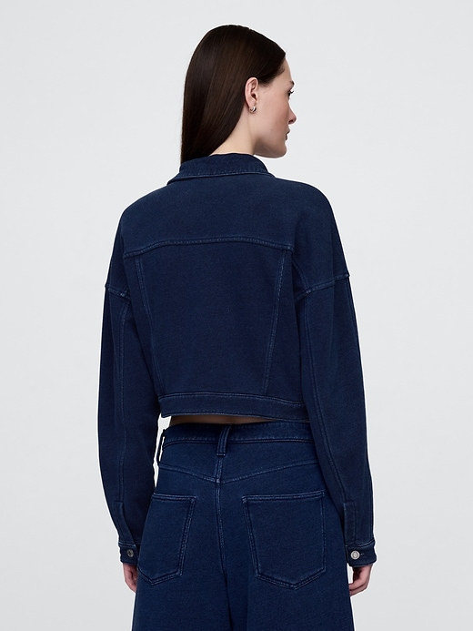 french terry icon denim crop jacket