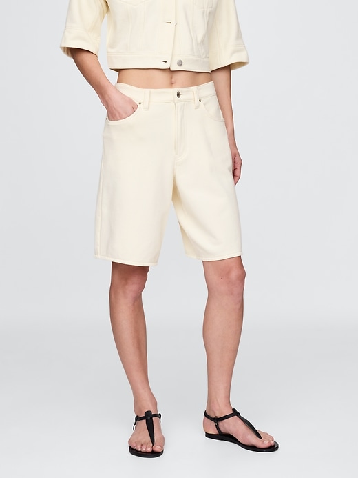11 mid rise french terry denim longline shorts