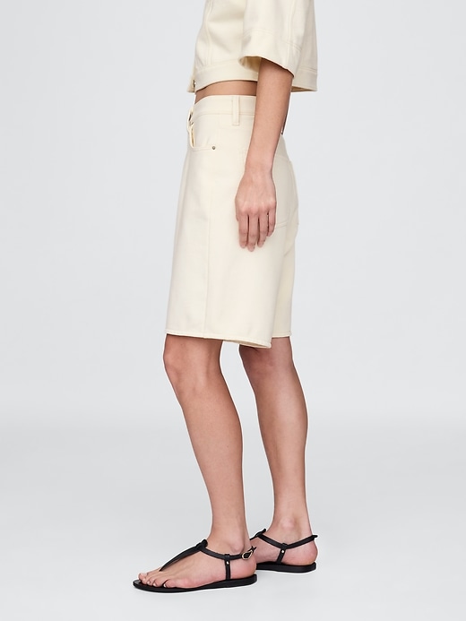 11 mid rise french terry denim longline shorts