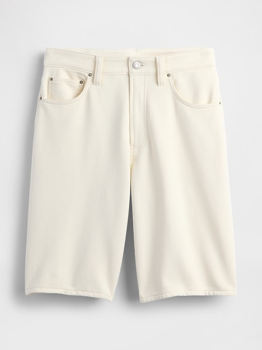 11 mid rise french terry denim longline shorts