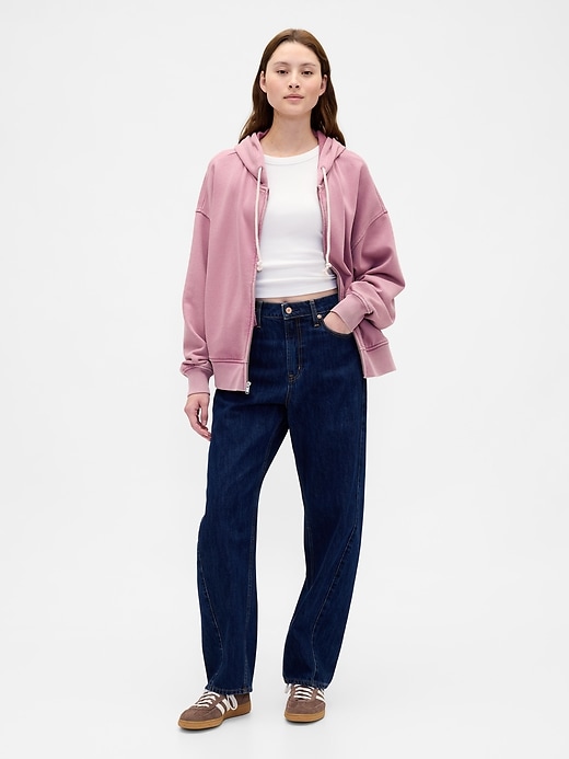 oversize-kapuzenpullover aus schwerem french terry mit reißverschluss
