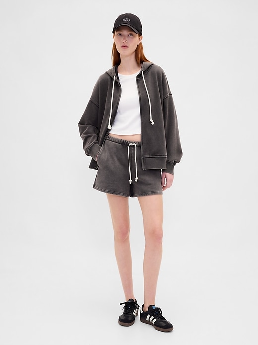 oversize-kapuzenpullover aus schwerem french terry mit reißverschluss